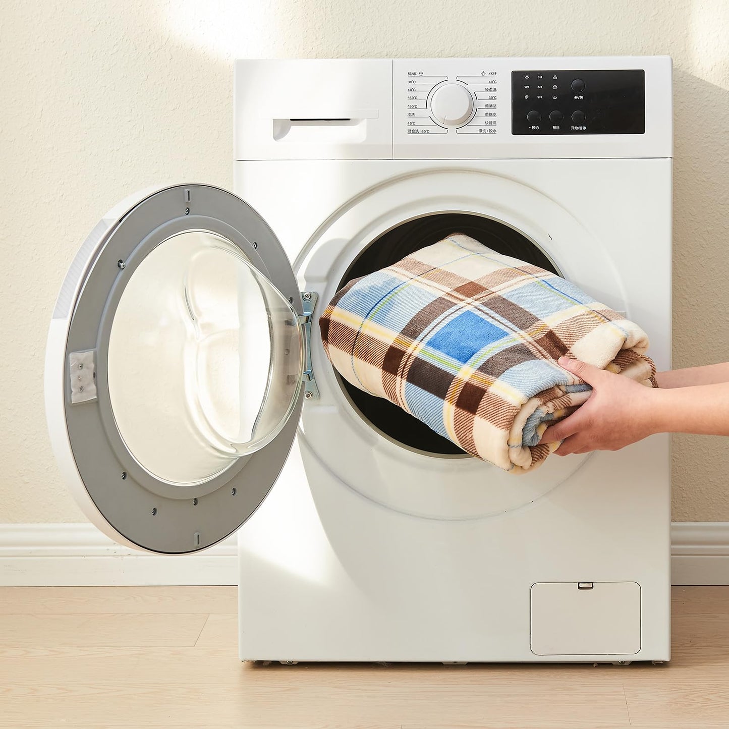 Gogreen Cozy Flannel Blanket Printed -Twin Size Bed Blanket for Home Decoration - Ultra Soft, Lightweight, Microfiber Throws (Thorw - 50" x 60", Blue Brown Plaid)