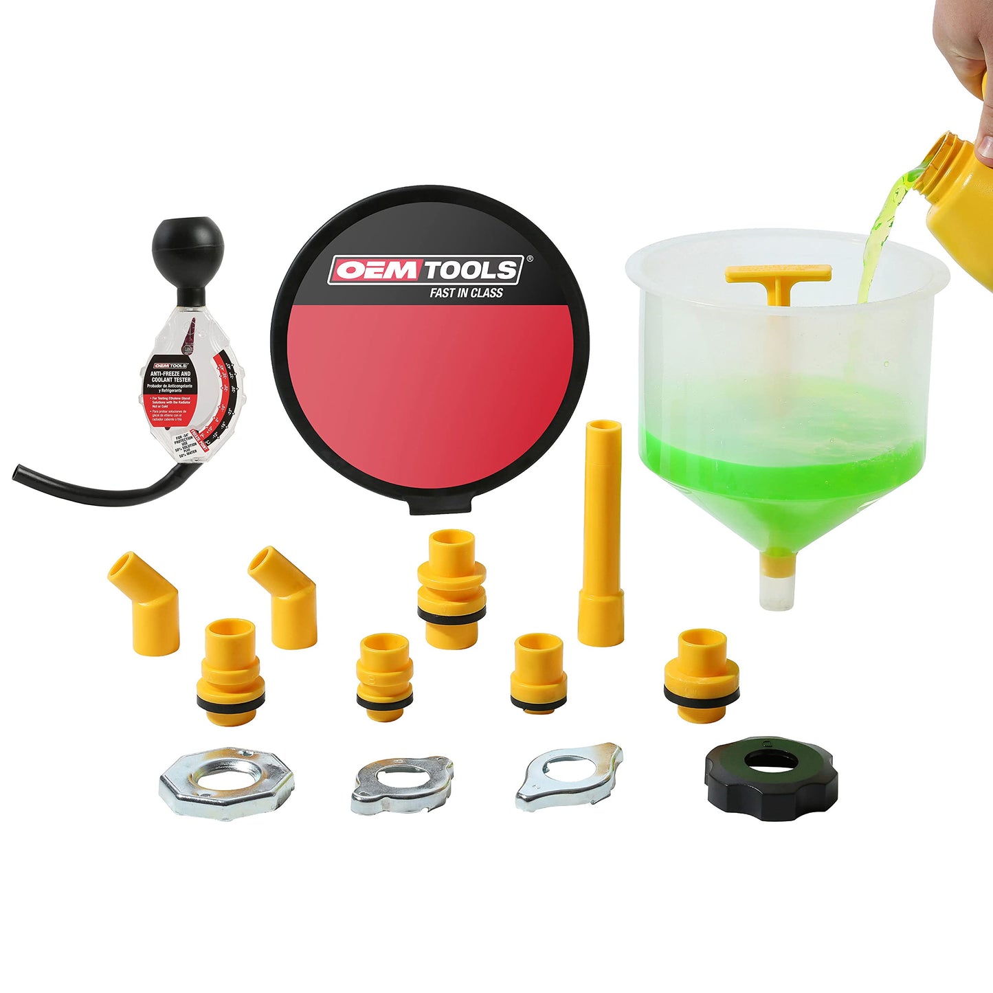 OEMTOOLS 87045 No Spill Coolant Filling Funnel Kit with Coolant Tester, No Spill Coolant Funnel Kit, Coolant Tester Kit