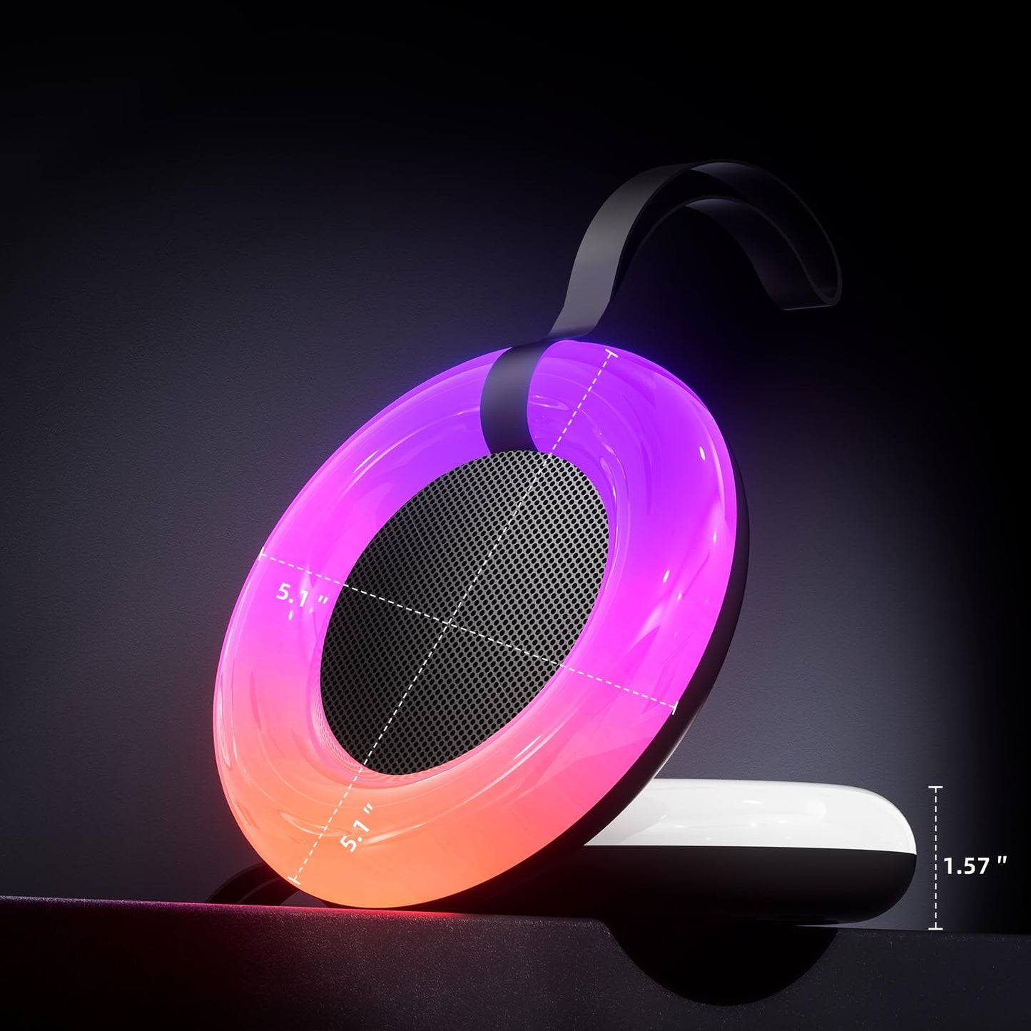 Xinborry IPX7 Waterproof Speaker with Dynamic LED Light,Bluetooth Shower Speaker,Portable Bluetooth Speakers,Floating, True Wireless Stereo for Outdoor/Pool/Beach,BT5.3/TF-Card,Ideal Gifts(Black)