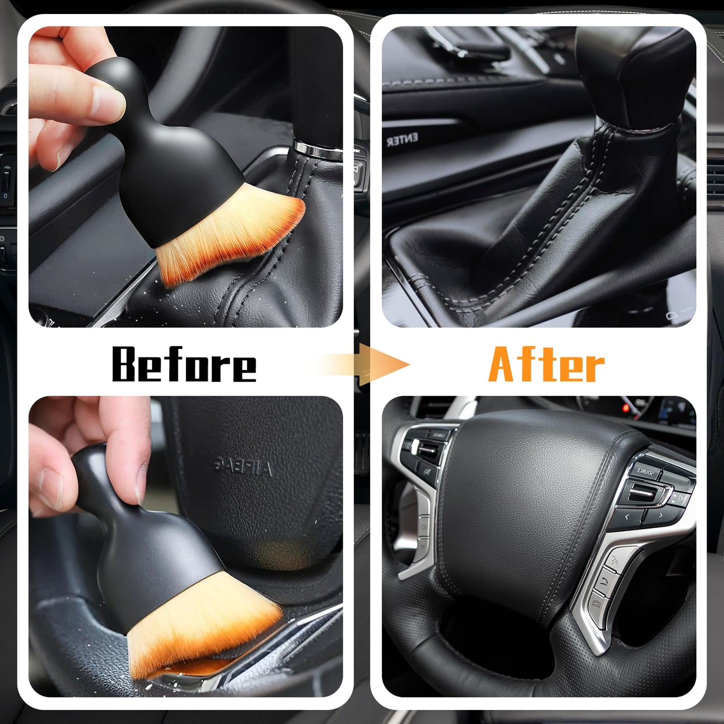 4 PCS Car Interior Detail Dust Brush, Detailing Dusting Brush for Car Interior Dashboard A/C Vent Cleaning Computer Keyboard