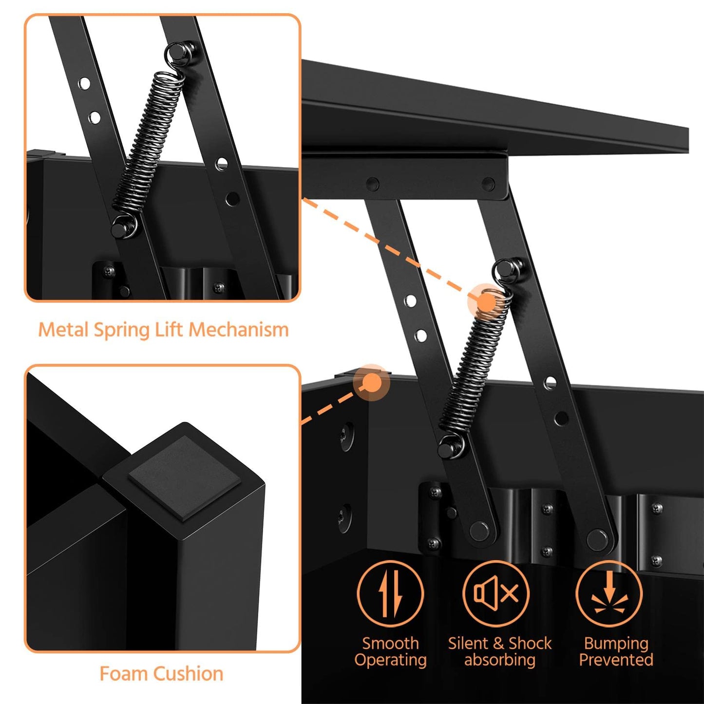 Yaheetech Coffee Table, Lift Top Coffee Table w/Hidden Storage Compartment & Lower 3 Cube Open Shelves, Lift Tabletop Center Tables for Living Room/Reception Room/Office, Black