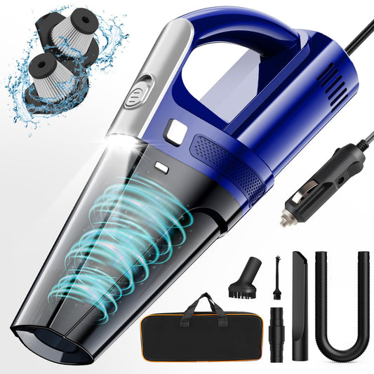 Car Vacuum, Portable Vacuum Cleaner with Powerful 7000PA Suction, DC 12V Power 16.4Ft Cord Wired Vacuum Cleaner, LED Light, Car Accessories for Men/Women