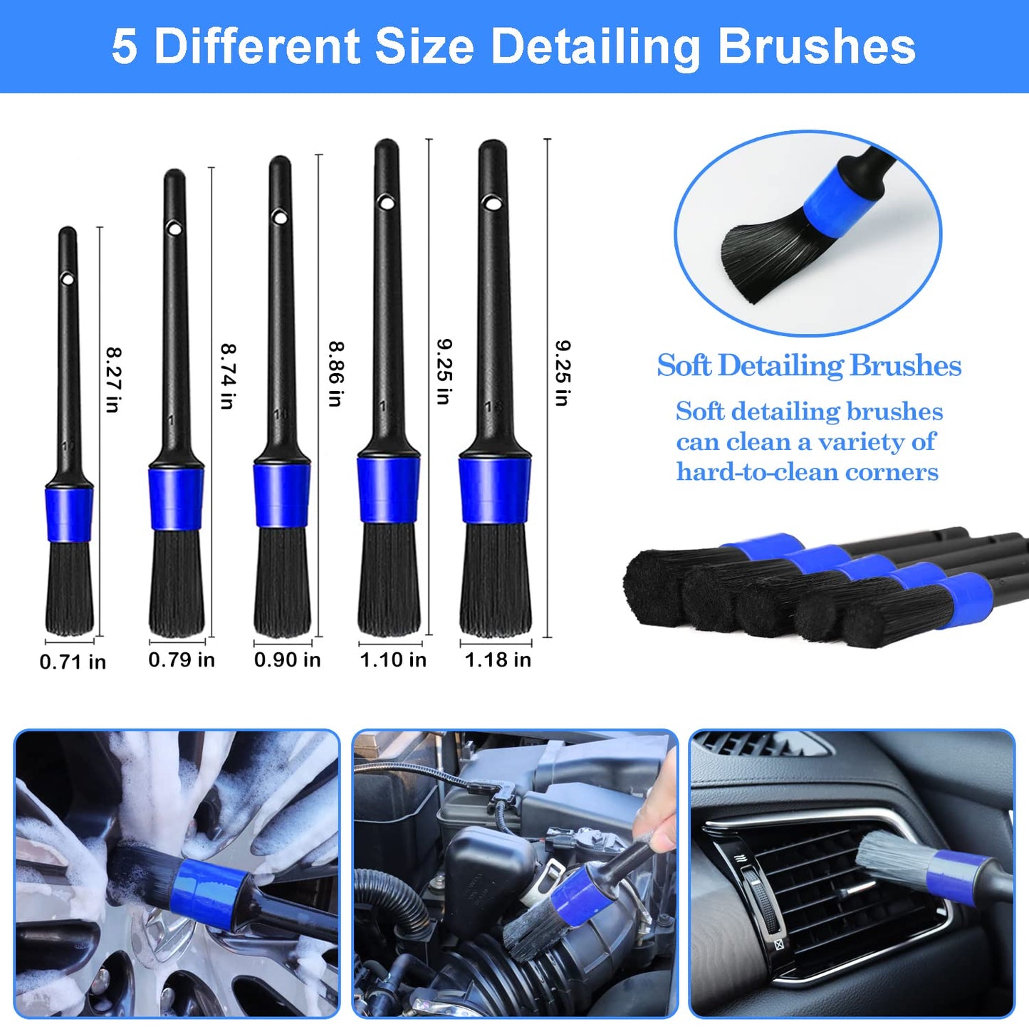 26Pcs Car Detailing Brush Set, Car Detailing Kit, Car Detailing Brushes, Car Cleaning Kit, Car Windshield Cleaning Tool, Professional Car Care kit - Car Wash Brush kit for Interior Exterior Wheels