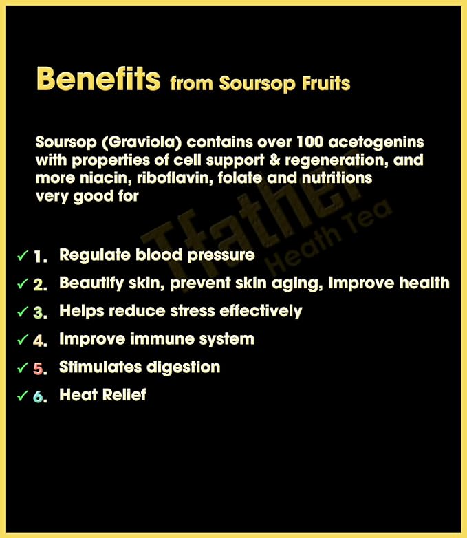 Soursop Tea Bags, Aroma & Sweetness - 100% Pure Soursop Fruits, 0% Dried Sour sop Leaves (Hojas De Guanabana, Graviola), Health Herbal Tea.