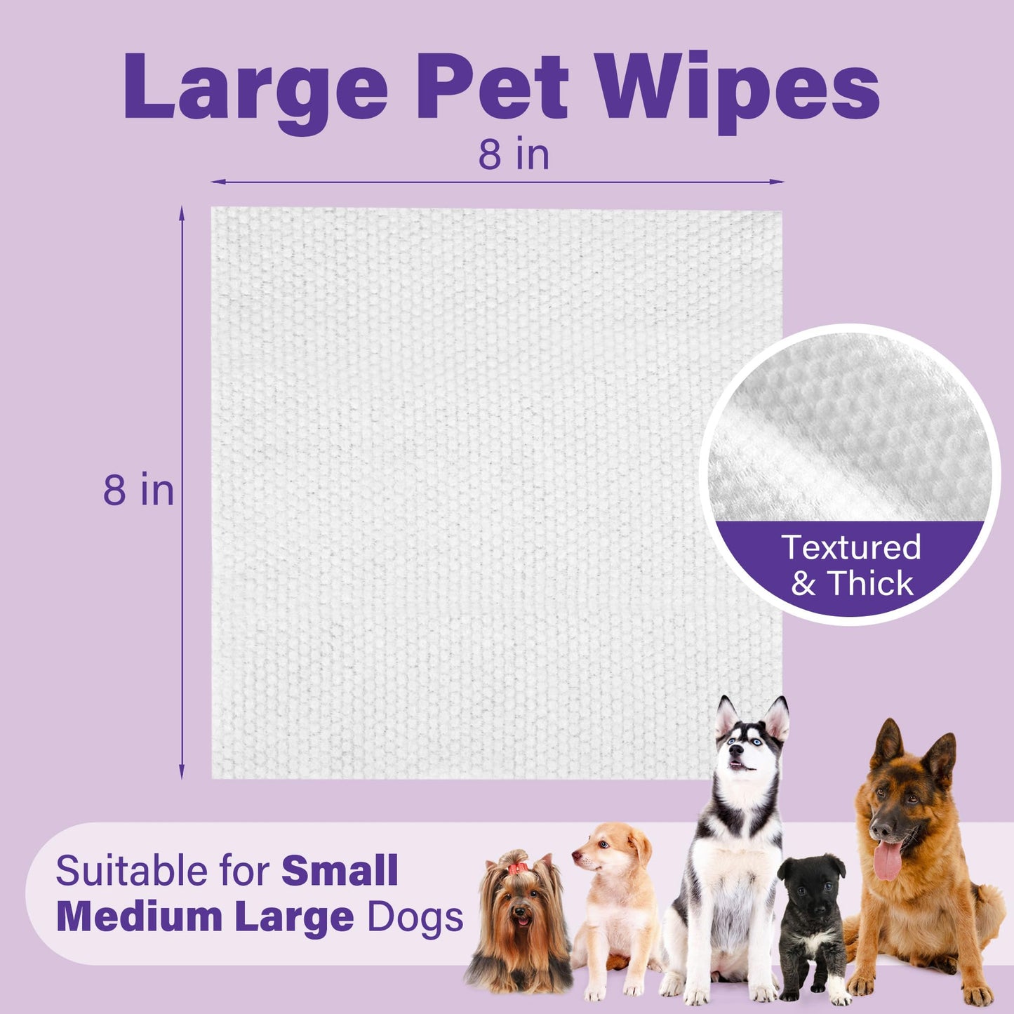 PrimePets Dog Wipes, 400 Count, 8" x 8" Pet Grooming Wipes for Dogs Cats Cleaning Deodorizing, Lavender Scented, Extra Thick Dog Paw Wipes for Sensitive Skin, Clean Ears, Eyes, Butt, Body & Teeth