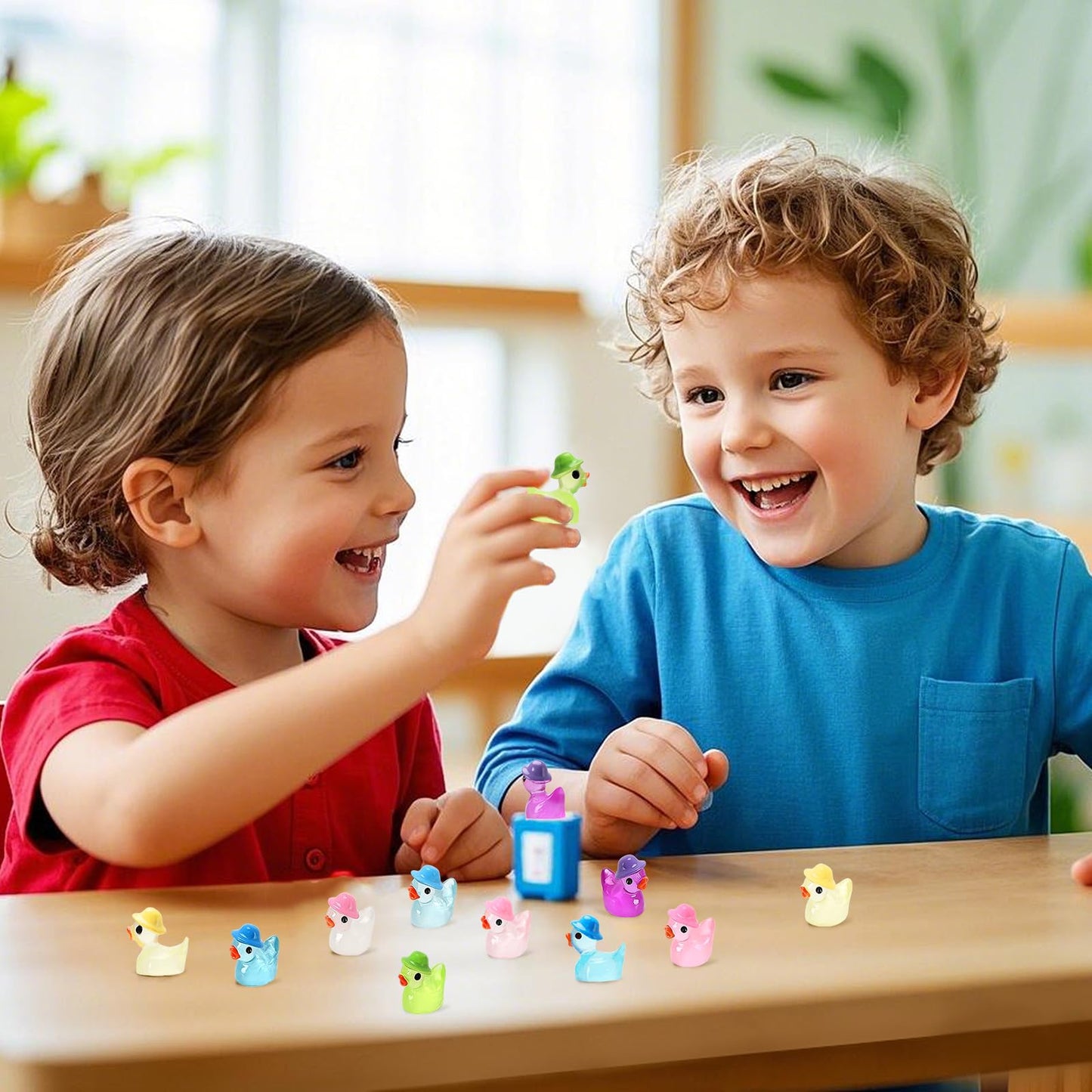 VICROIC 100 PCS Luminous Mini Resin Ducks, Tiny Miniature Duck Figures Wearing Hat Glow in The Dark for Dollhouse, Garden, Micro Landscape, Home Outdoor Party, Aquarium Decor