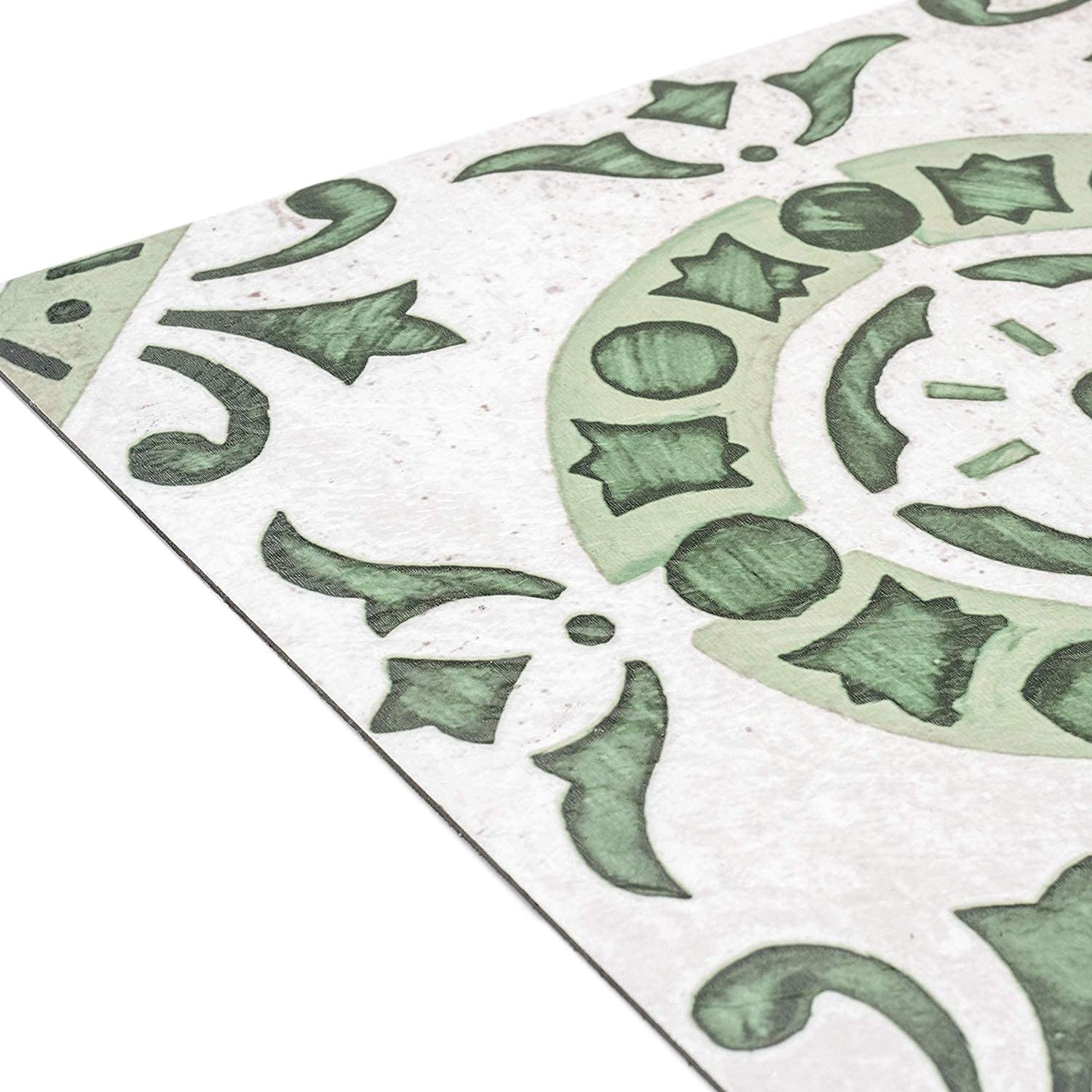 Retro Self Adhesive 12-Inch Vinyl Floor Tiles, 20 Tiles - 12" x 12", Green Medallion Pattern - Peel & Stick, DIY Flooring for Kitchen, Dining Room, Bedrooms & Bathrooms by Achim Home Decor