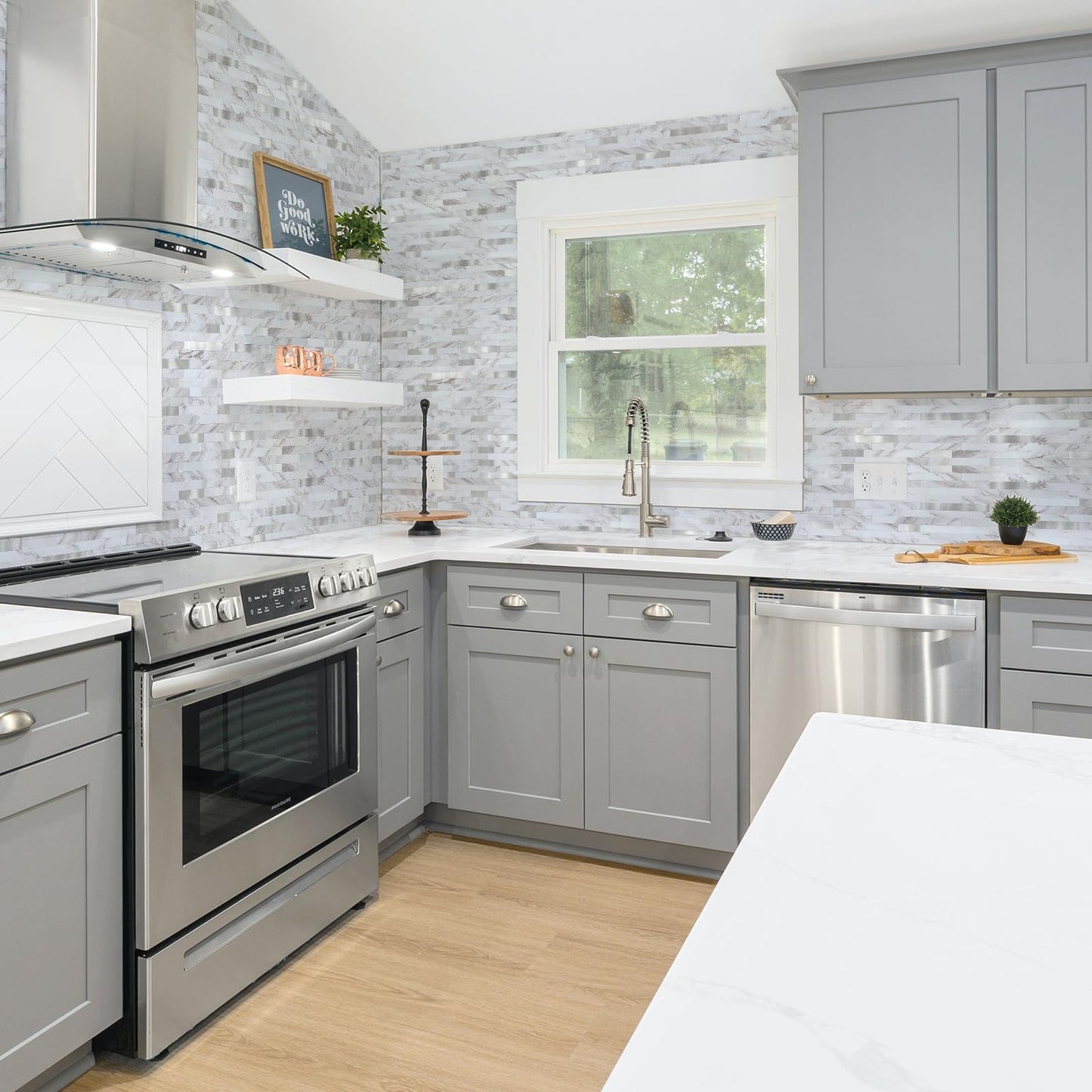 Midcard 10 Sheet Peel and Stick Backsplash Tile, Stick on Tiles for Backsplash Kitchen, Bathroom, Laundry Room, Camper, Fireplace.