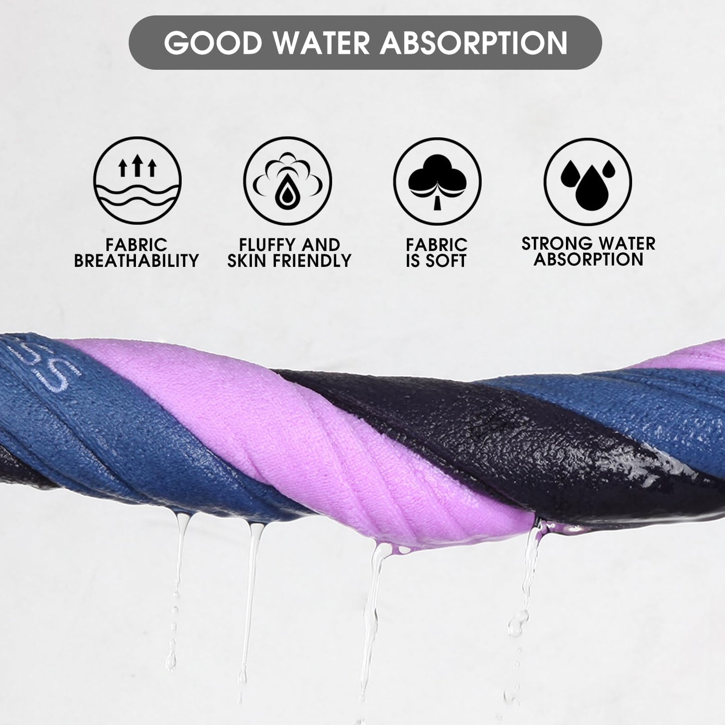 Xoofewal Microfiber Gym Towels Set for Sports Fitness, Yoga, Workout, Swimming, Soft and Quick-Drying for Gym Bag (3 Pack, Blue+Grey+Purple)