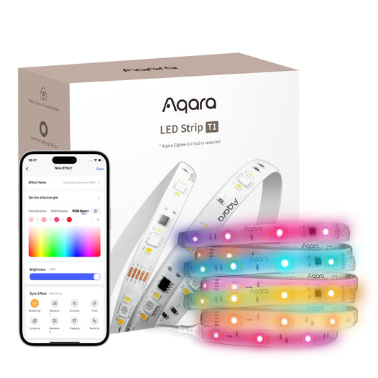 Aqara LED Strip T1,6.5 FT RGBIC Cuttable LED Strip Lights,16 Million Colors/Tunable White/Gradient Effects,Supports Apple Homekit,Alexa,Matter Over Bridge,Requires Zigbee 3.0 Hub