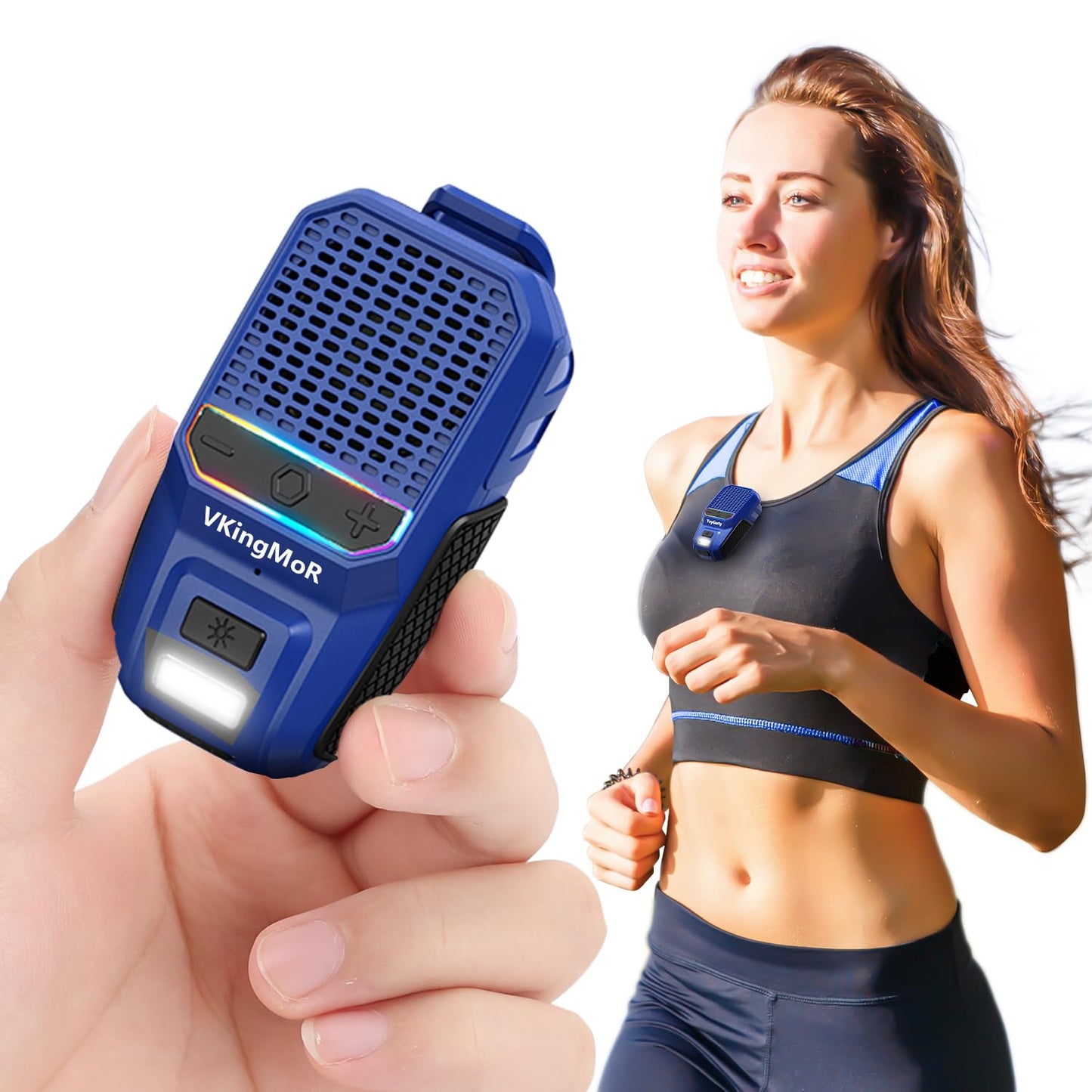 Wearable Bluetooth Speaker, Clip-On Portable Speaker with Built-in Mics Hands-Free Music and Calls for Hiking/Biking, Portable Bluetooth Speakers with LED Light, 15H Battery Life Speakers(Blue)