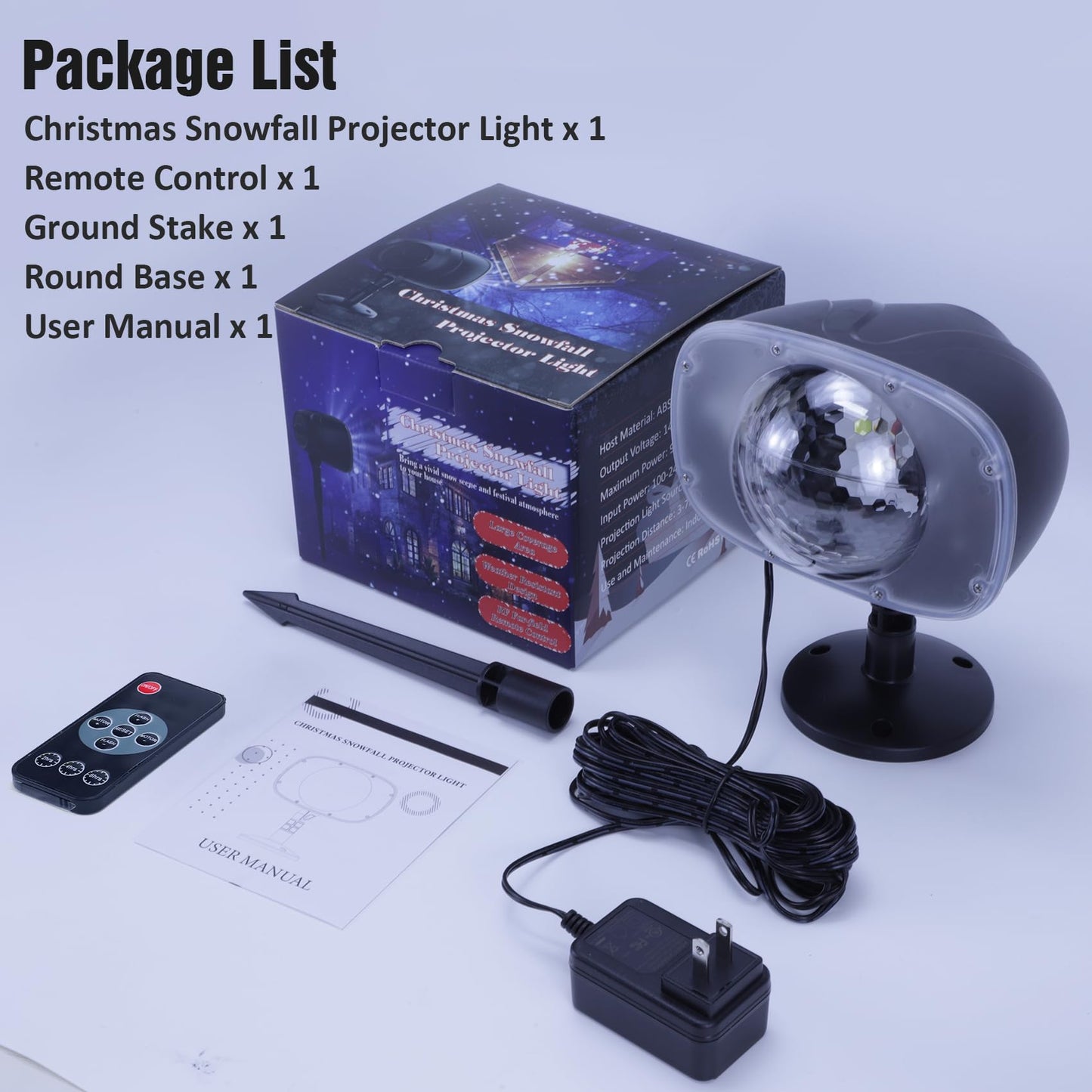 Christmas Snowfall Light Projector, Holiday Projector Lights with Remote Control,Rotating Snow Falling Lights,Outdoor Waterproof Landscape Decorative Lighting for Halloween Wedding Garden（Snow Spots）