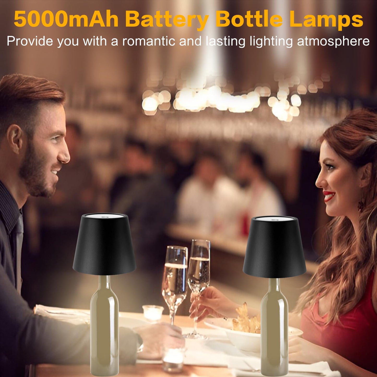 Wine Bottle Lights,2025 Upgraded Bottle Lamp,Rechargeable Wireless Bottle Light with Remote, RGBW Multicolor+3 Color Temperature Wine Battery Light for Bar, Bedside, Restaurant (Black, 1 Pack)