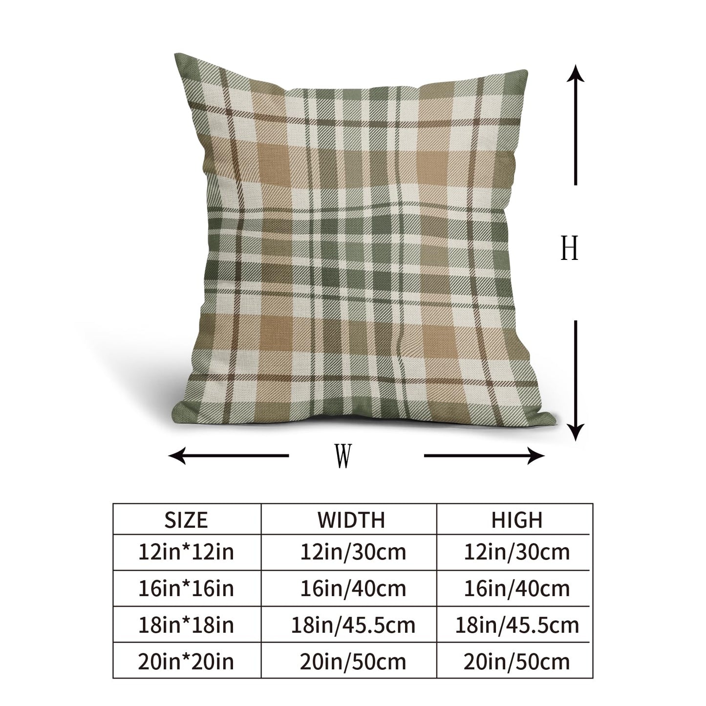 Aytipun Brown Green Spring Plaid Pillow Covers 20x20 Set of 2 Seasonal Tartan Buffalo Plaid Holiday Print Decorative Outdoor Pillowcases Farmhouse Summer Throw Cushion Case Couch Sofa Bed Decor