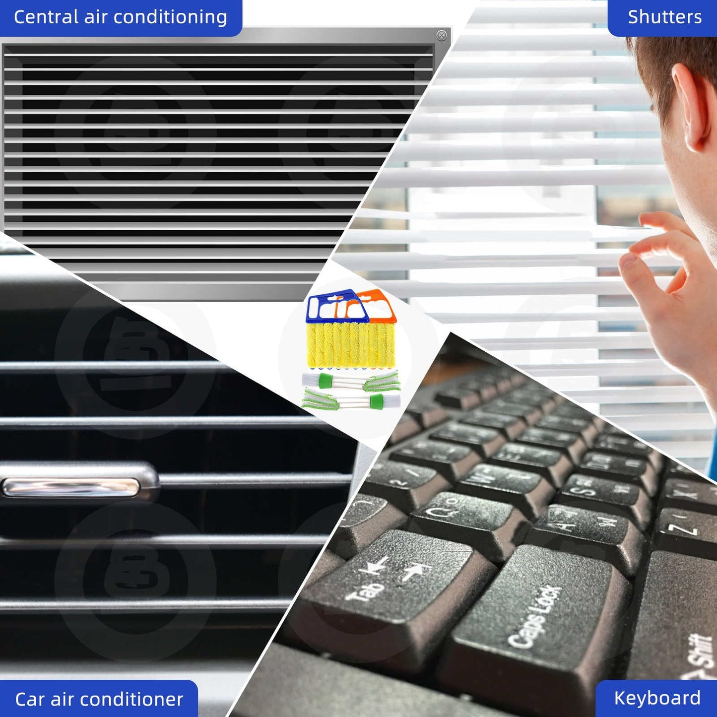 4Pcs Window Venetian Blind Cleaner Duster Tool,Washable 7 Fingers Dusting Cleaner and Air Vent Cleaner,Shutter Cleaner Brush,Blinds Air Conditioner Keyboard Fan Duster Dirt Housekeeping Tool