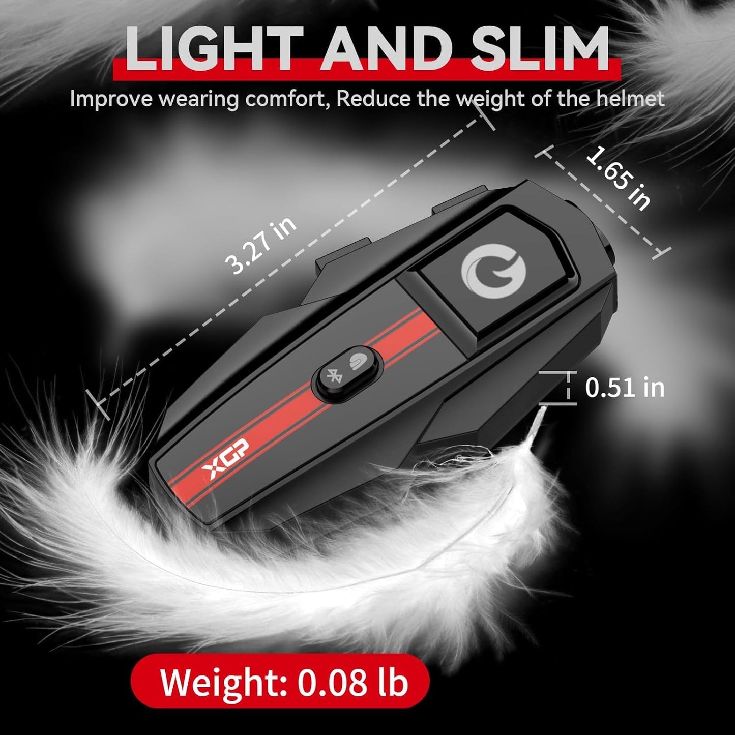 XGP Motorcycle Bluetooth Headset V5.2 with Music Sharing, 2-Way Motorcycle Helmet Bluetooth with IP67 Waterproof, Motorcycle Communication Systems with Hi-FI Speakers for ATV/Snowmobile/Ski, 2 Pack