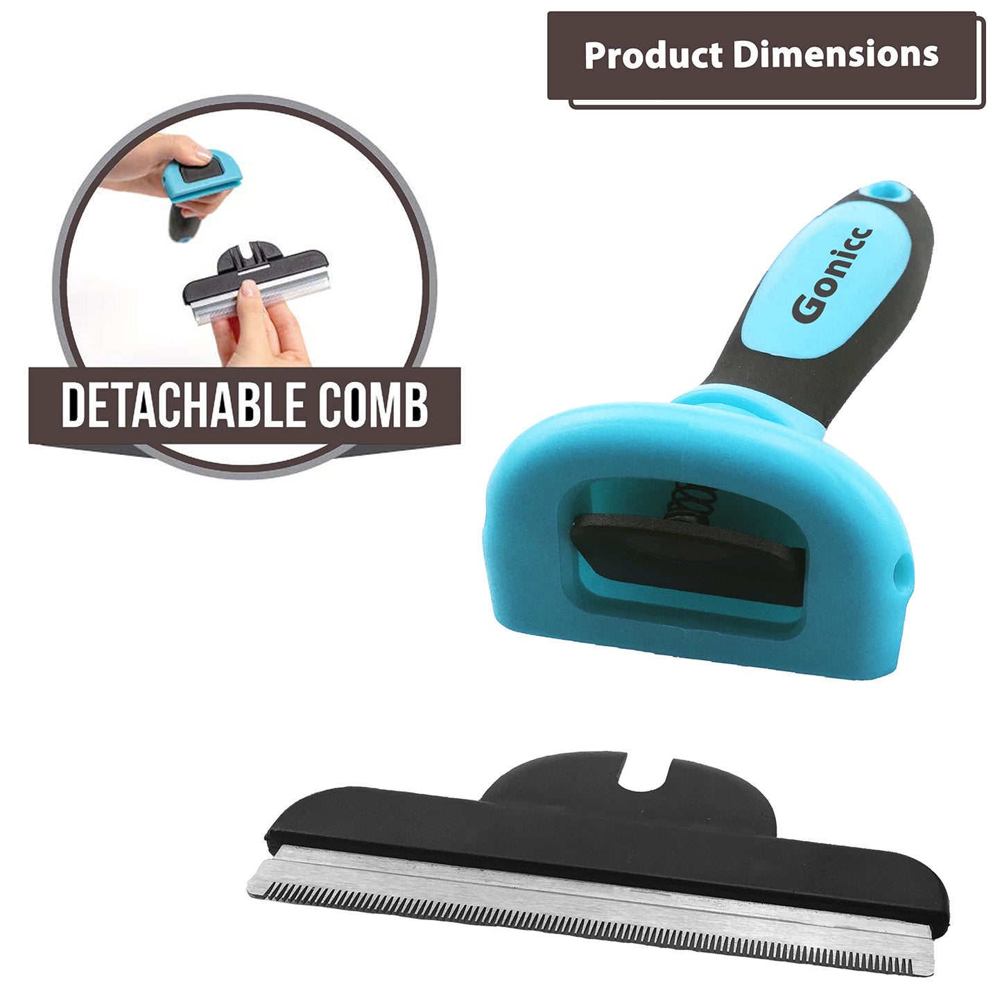Gonicc PDT- 1001 Professional Pet De Shedding comb Tool Blue