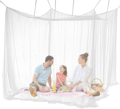 Mosquito Net for Bed - Mosquito Netting for Patio - Mosquito Tent with Patio, Camping, Outdoor and Travelling, with 1 Storage Bag, 8 Pegs, 8 Stoppers and 8 Pieces of 1.4m Blue Rope