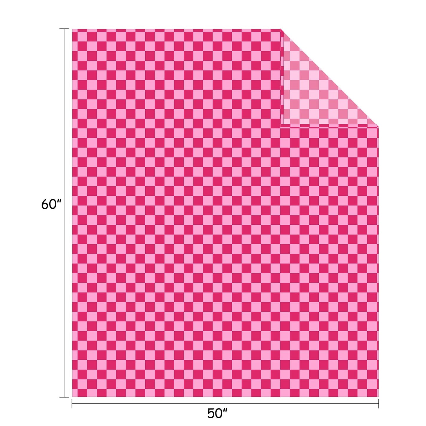 FY FIBER HOUSE Hot Pink Checkered Throw Blanket for Couch Soft Cozy Checker Blankets, 50"x60"