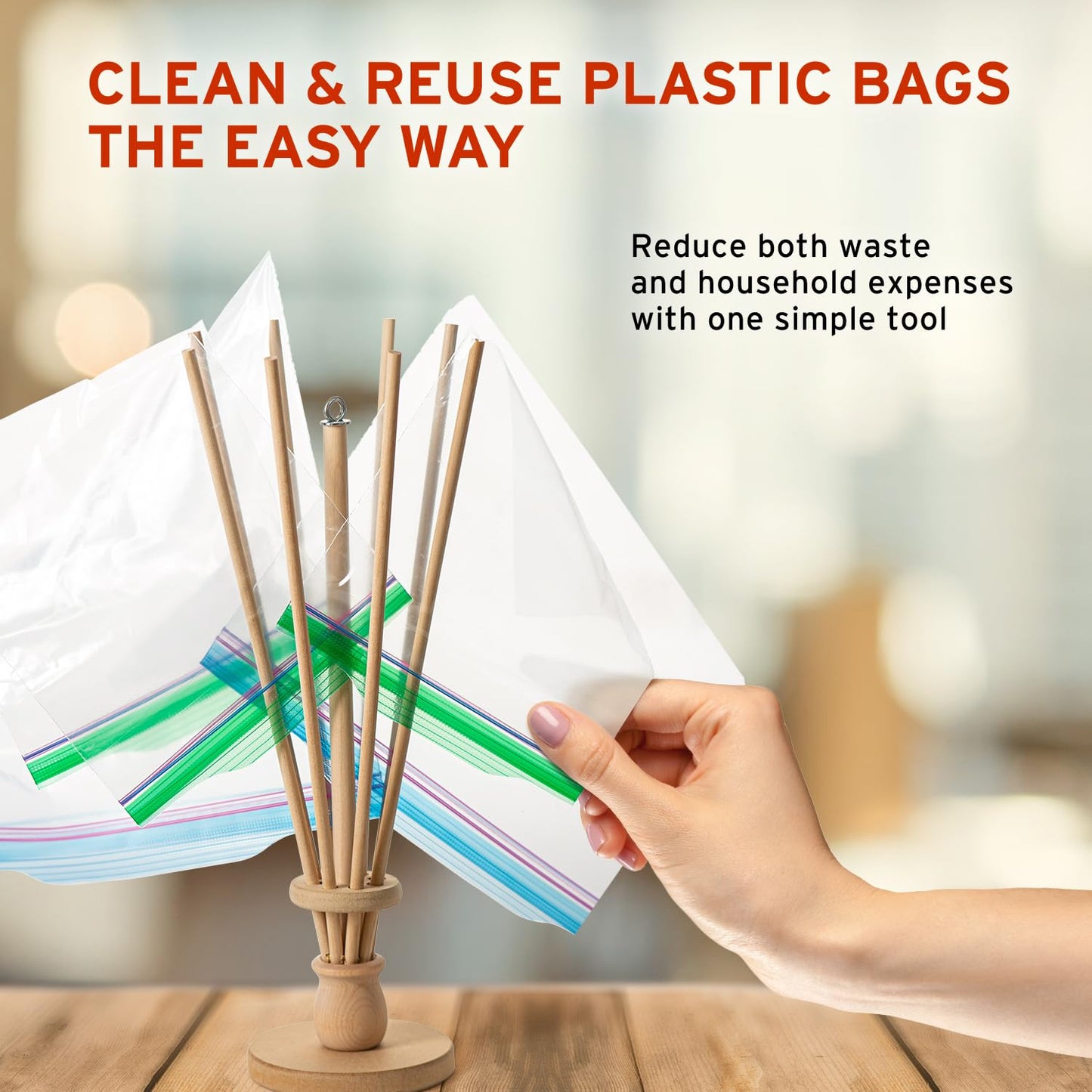 FloWorks Design Plastic Bag and Bottle Dryer - Patented; Multi-Purpose Drying Rack Saves Money and the Planet. Folds for Easy Storage