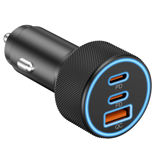 USB C Car Charger, 3-Port 67W Dual USB-C & USB-A Car Power Adapter PD/QC Fast Charging Cigarette Lighter for iPhone 16/15/14/13/12/11/Pro Max, iPad, Samsung Galaxy S25 S24/S23/S22/S21, Pixel, Android