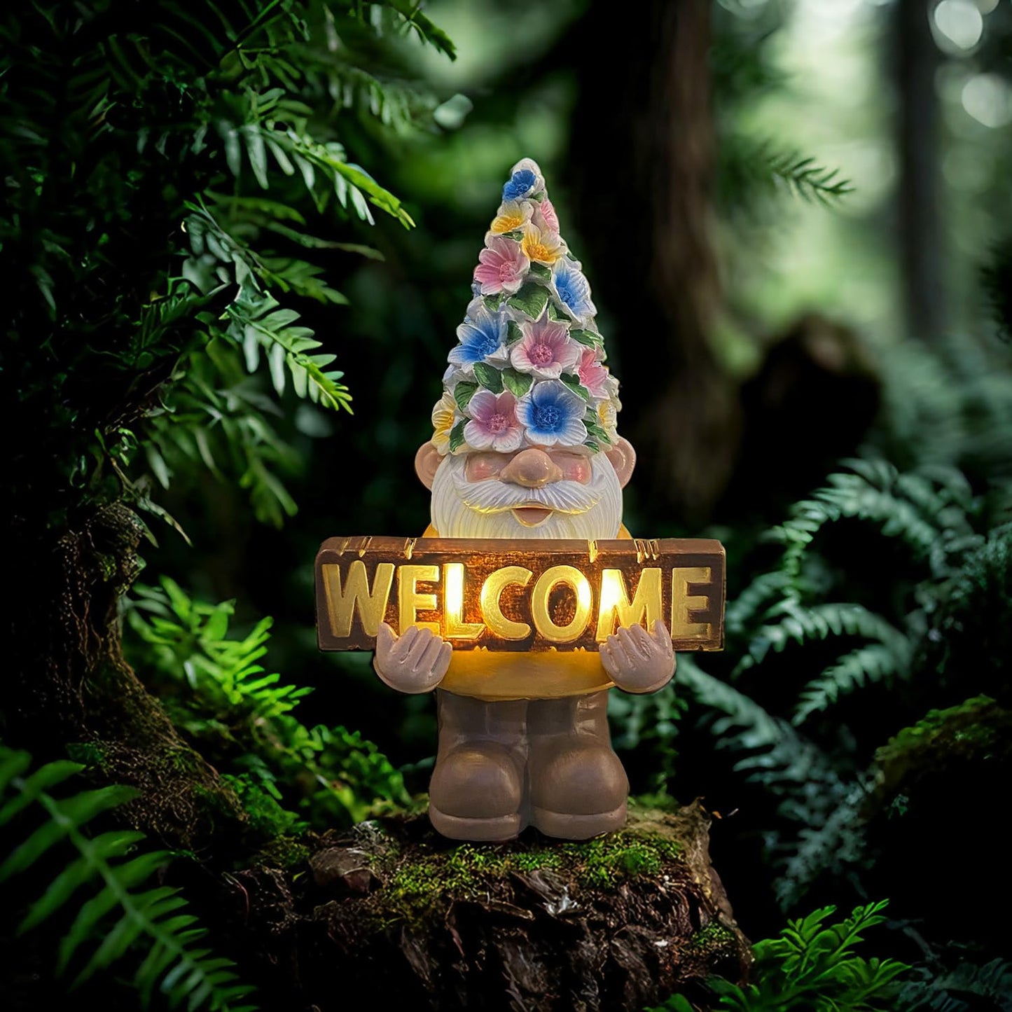 FESTGLOX Solar Garden Gnome Statue with Light, Solar Gnomes Decorations for Yard Outdoor Welcome Gnome Decor for Patio Gnome Mom Gift