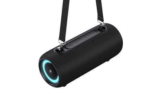 Fisher Portable Bluetooth Speaker IPX5 Waterproof Speaker, 26W PEAK Power Bluetooth Stereo, 7H Playtime, LED Lights, TWS, BT 5.3, Built-in Mic, Hands Free Calling, Wireless Electronics, Home & Outdoor