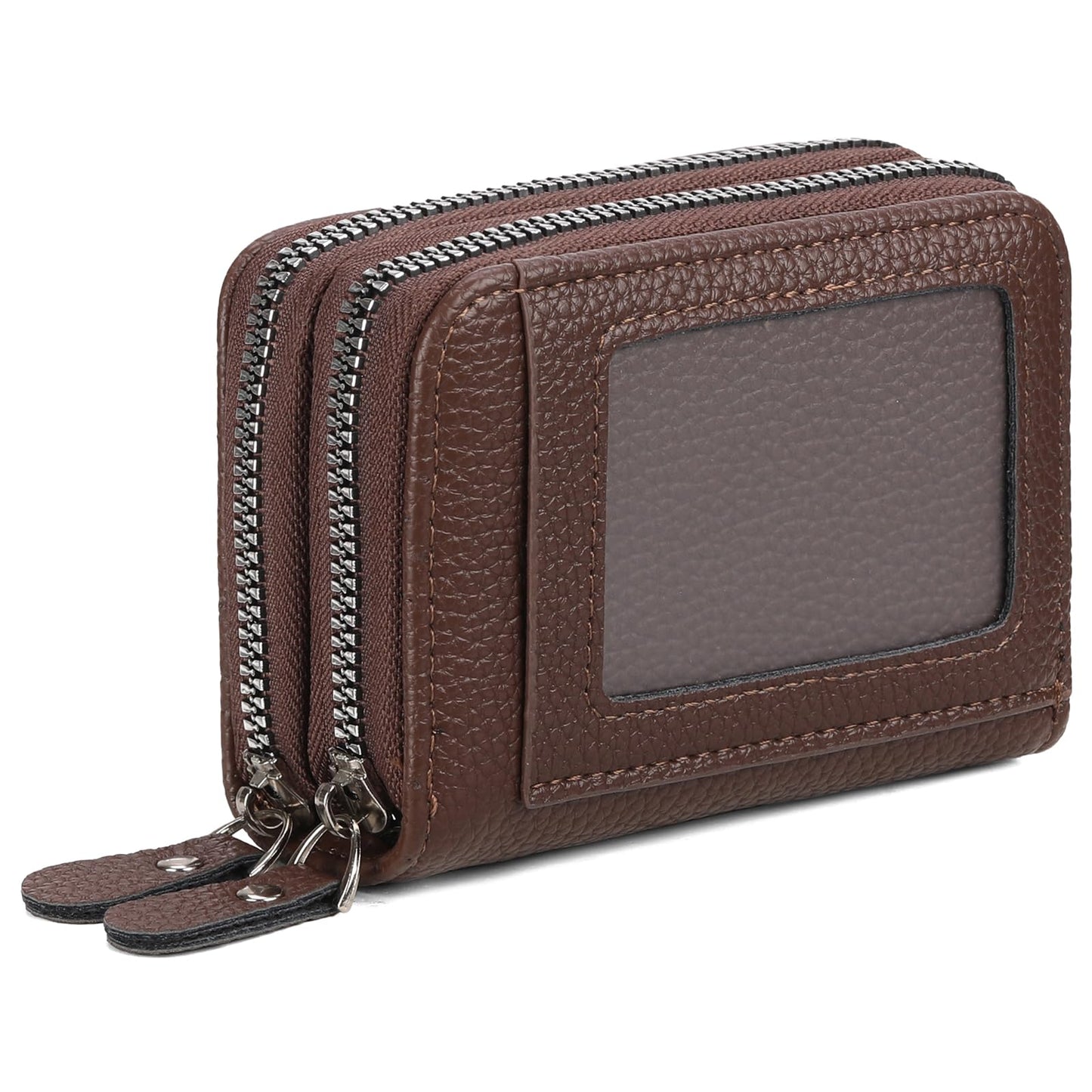 RNIEGA Credit Card Holder Wallet RFID Blocking Leather Small Wallet for Women Double Zipper Wallet with ID Window