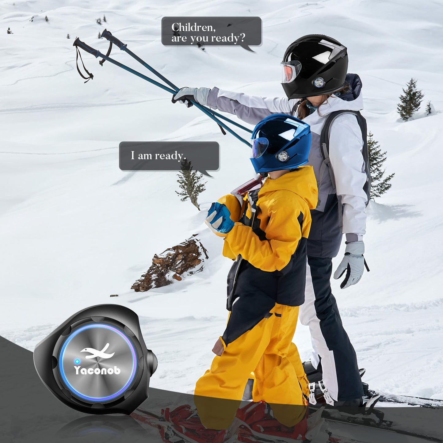 Yaconob Y3 Helmet Bluetooth Headset (More Suitable for Couples), Auto Answer Phone, Intercom, Music, Intercom, Active Noise Cancellation, Waterproof (1 Pack)