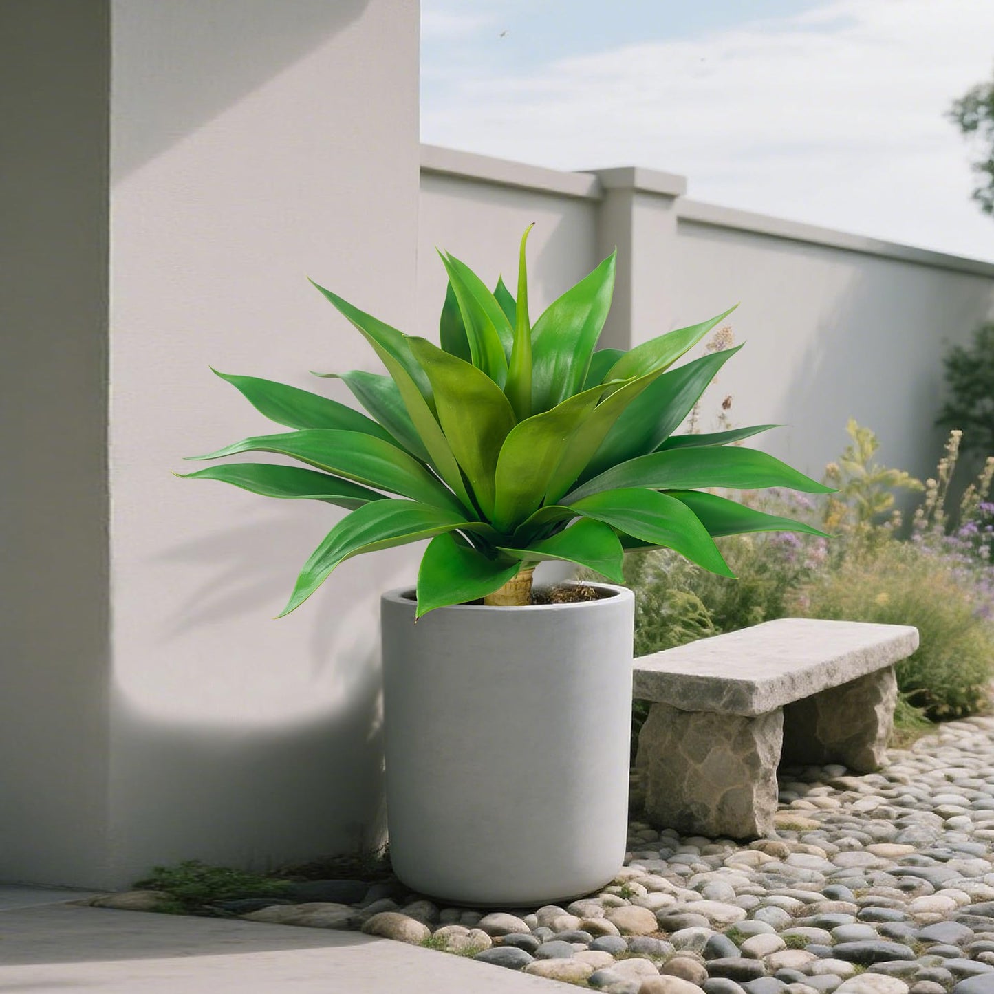 ENALGRE Artificial Flowers for Outdoors Artificial Agave Fake Plants Faux Agave Artificial Plants Outdoor Fake Flowers Outdoor Faux Plants Indoor Uv Resistant Artificial Plants 28''(Green 2pcs)