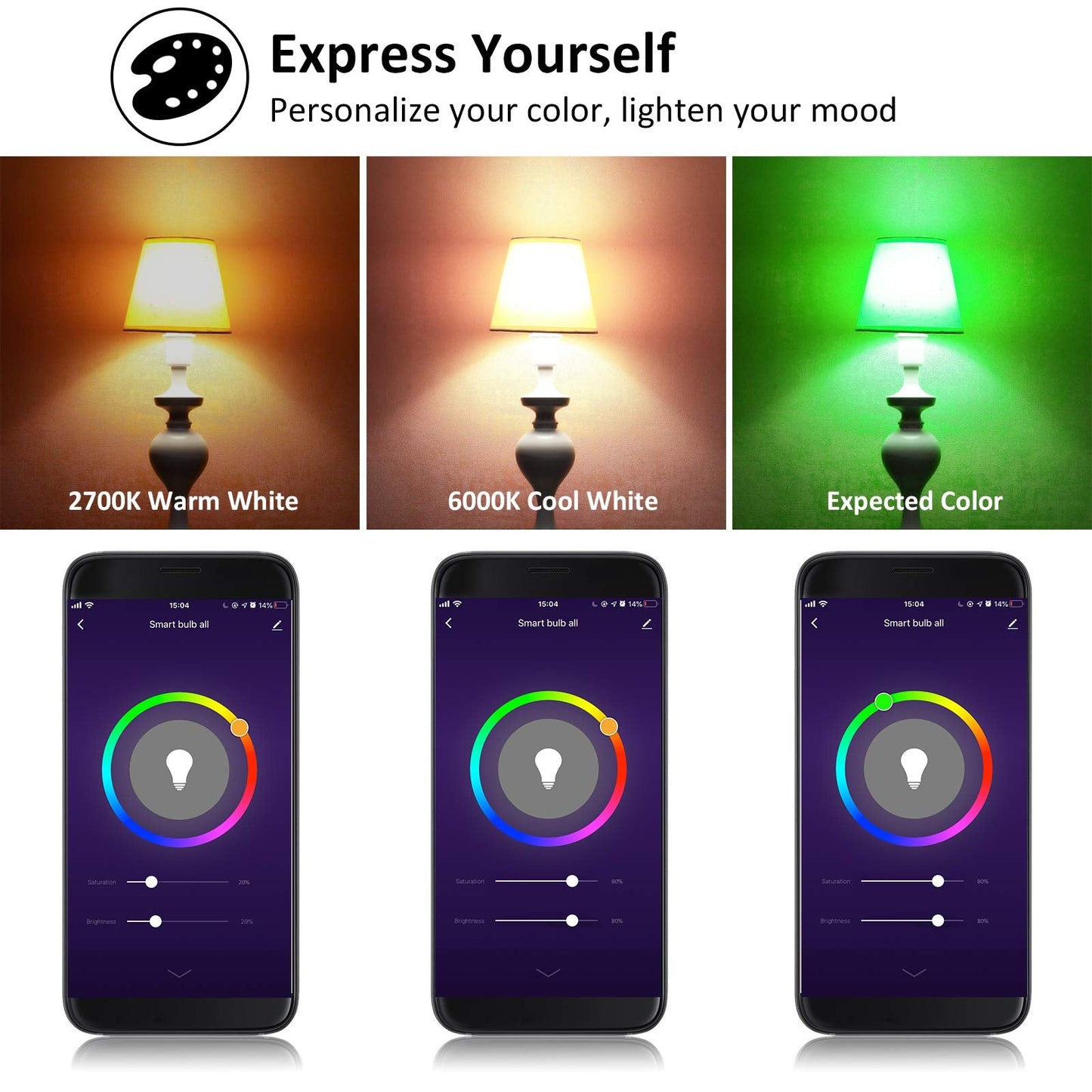 Smart LED Light Bulbs 150W Equivalent, 1600LM 16W Alexa Light Bulbs, A19 E26 Ultra Bright Color Changing Light Bulbs, 2.4 GHz WiFi Dimmable Light Bulbs Compatible with Alexa, Google 4 Packs(Upgrated)