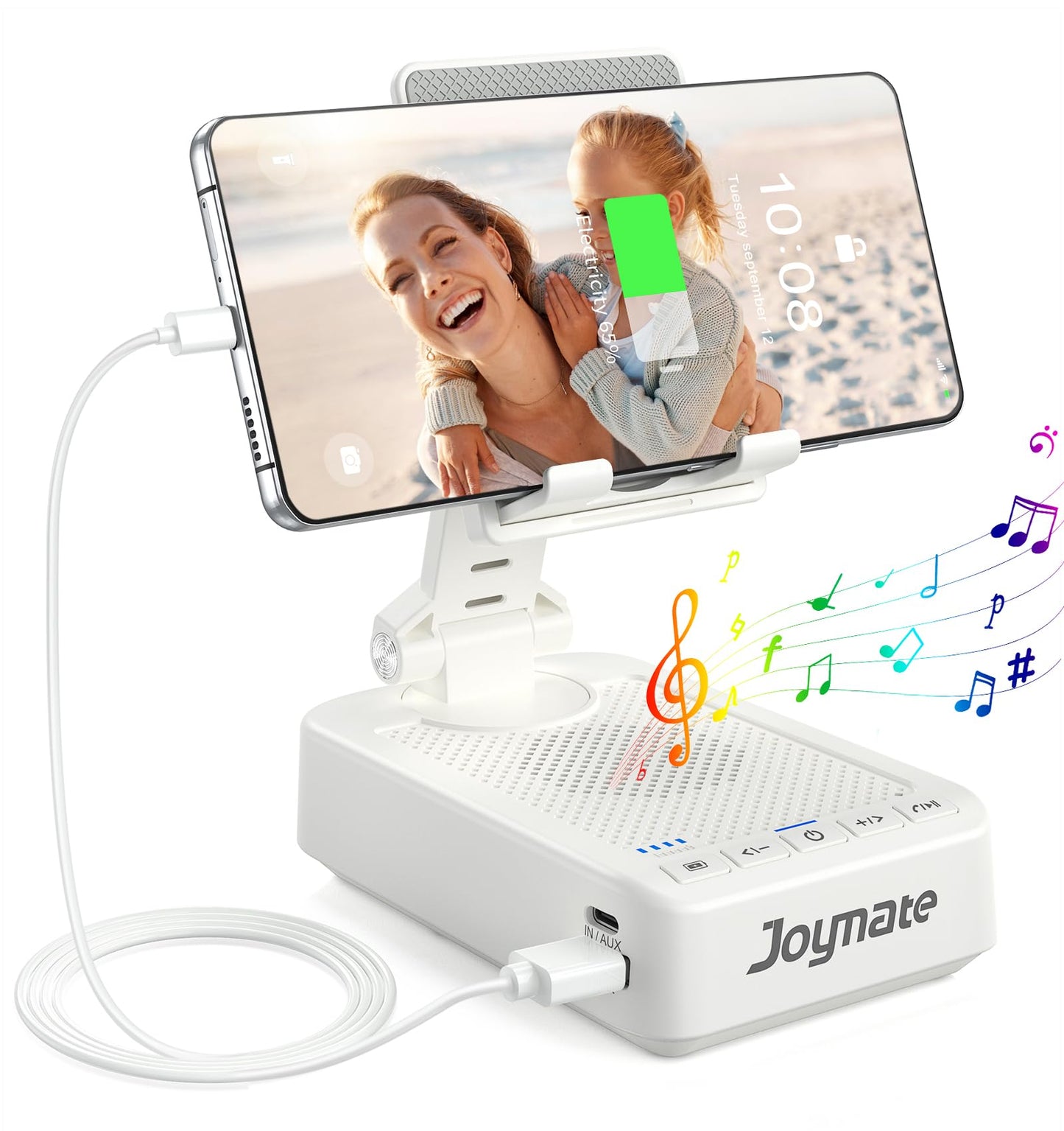 Gifts for Men Women, Phone Stand with Bluetooth Speaker and Charging Function 360° Rotable Angel Adjustable Cell Phone Holder with HD Stereo Sound Fits All Phones,Tablet (Black)