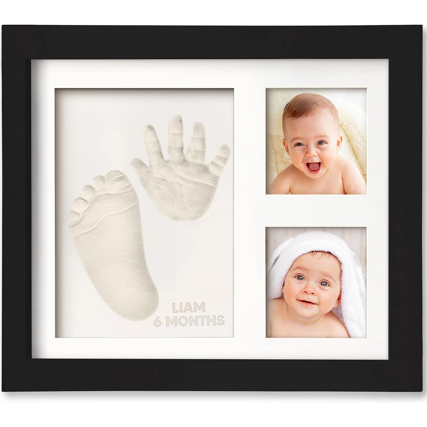 Baby Hand and Footprint Kit - Quick Dry Clay Baby Footprint Kit, Newborn Keepsake, Nursery Picture Frame for Boys, Girls, Personalized Gifts for Shower & Registry, New Mom Gift (Ash Wood)