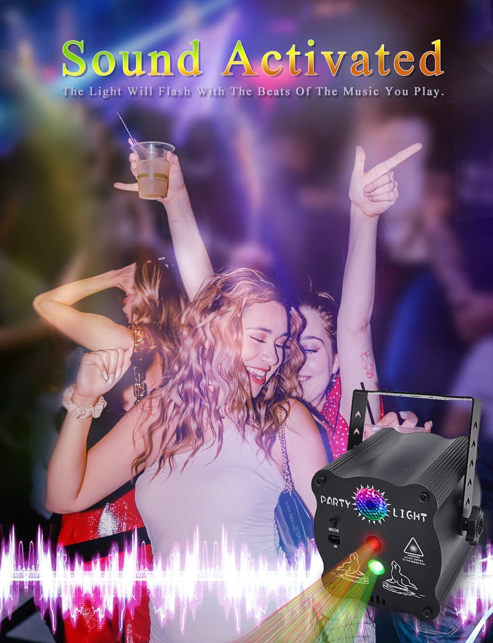 Party Lights DJ Disco Lights, Sound Activated with Remote Control for Dance Party Karaoke Living Room Pub
