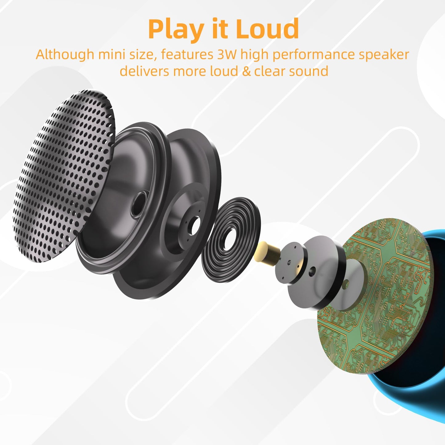 AUKSKY 2Pack Portable Mini Speaker, Bluetooth Tiny Speaker for Shower, Room, Bike, Rechargeable Battery, Built-in Microphone with Strap to Carry, Blue