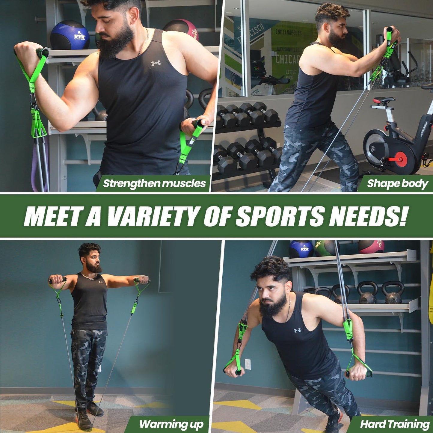 Resistance Bands Set 300lbs - Heavy Duty Fitness Bands with Handles for Strength Training, Door Anchor, Ankle Straps, and Carrying Bag for Home Gym and Full Body Workouts