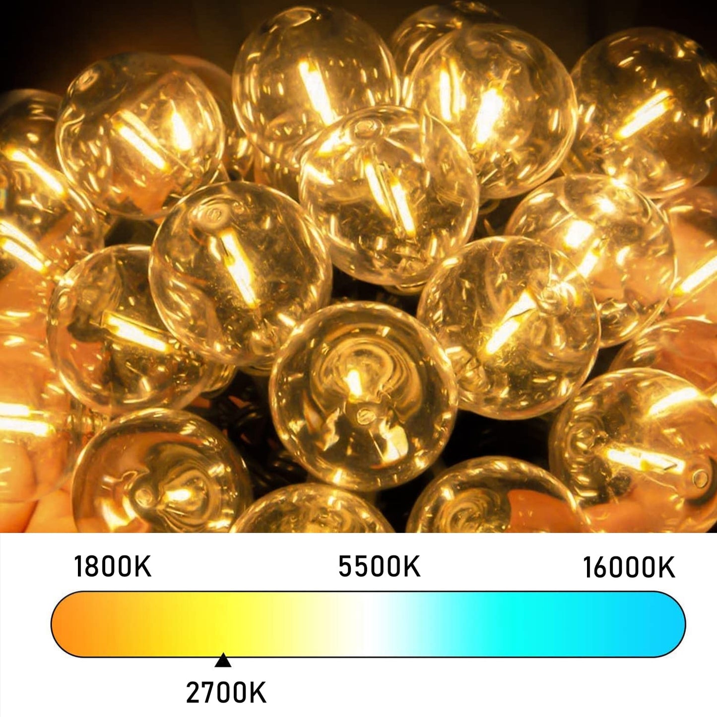 Abeja 25Ft LED Outdoor String Light, Patio Globe String Lights with 27 Shatterproof LED Clear Bulbs(2 Spare), Hanging Patio String Lights for Backyard Decor Bistro Party Yard Decor- White Wire