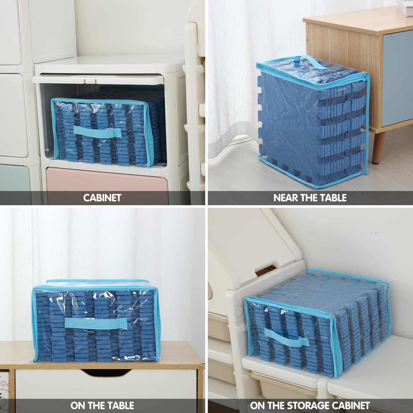 Coolcandy EVA Foam Play Mat, 16 Tiles Colorful Baby Play Mat, Square Kids Playmat with Solid Colored, 0.4" Thickened Interlocking Foam Floor Tiles, Puzzle Play Mat for Baby Lying, Playing (Blue)