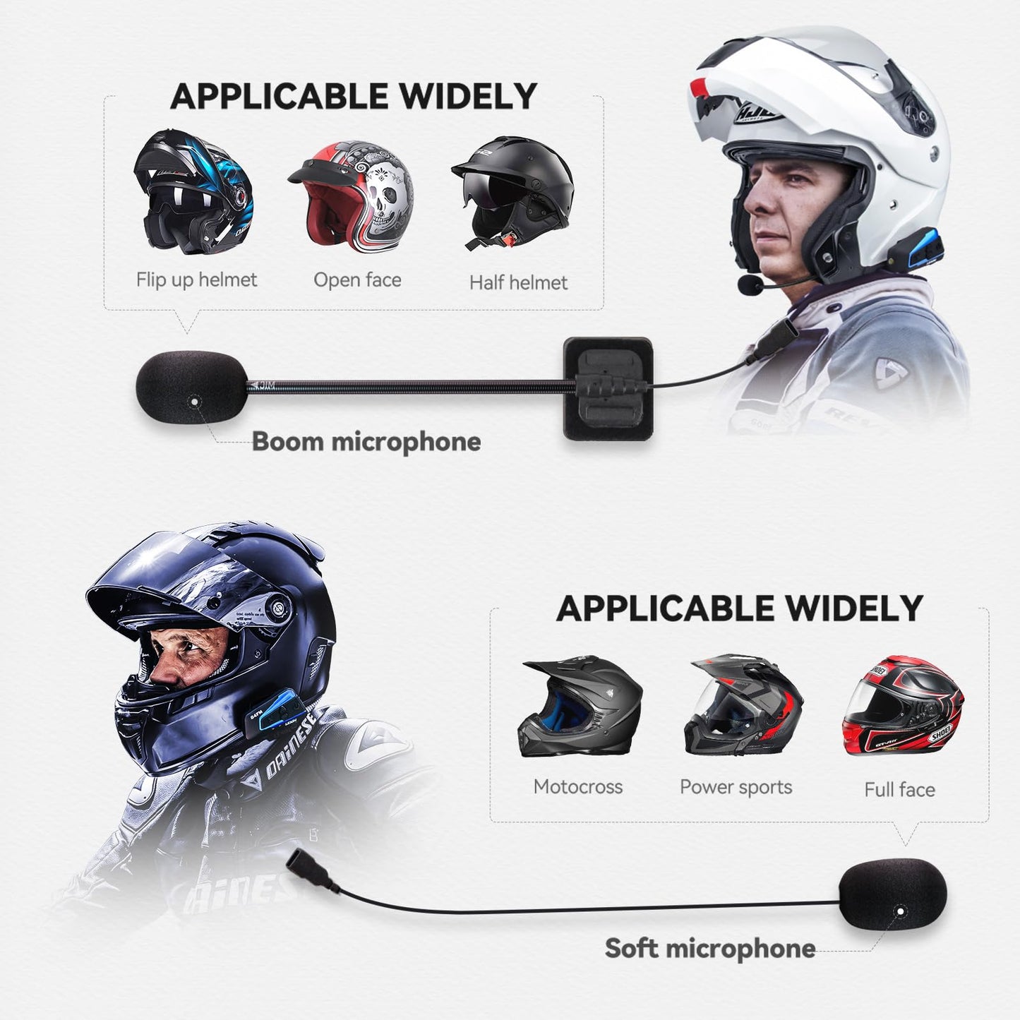 LEXIN B4FM Motorcycle Bluetooth Headset, 10 Riders Helmet Bluetooth Intercom, Universal IP67 Communication Systems with Music Sharing, Noise Cancellation, FM Radio, Fit for Snowmobile, 1 Pack