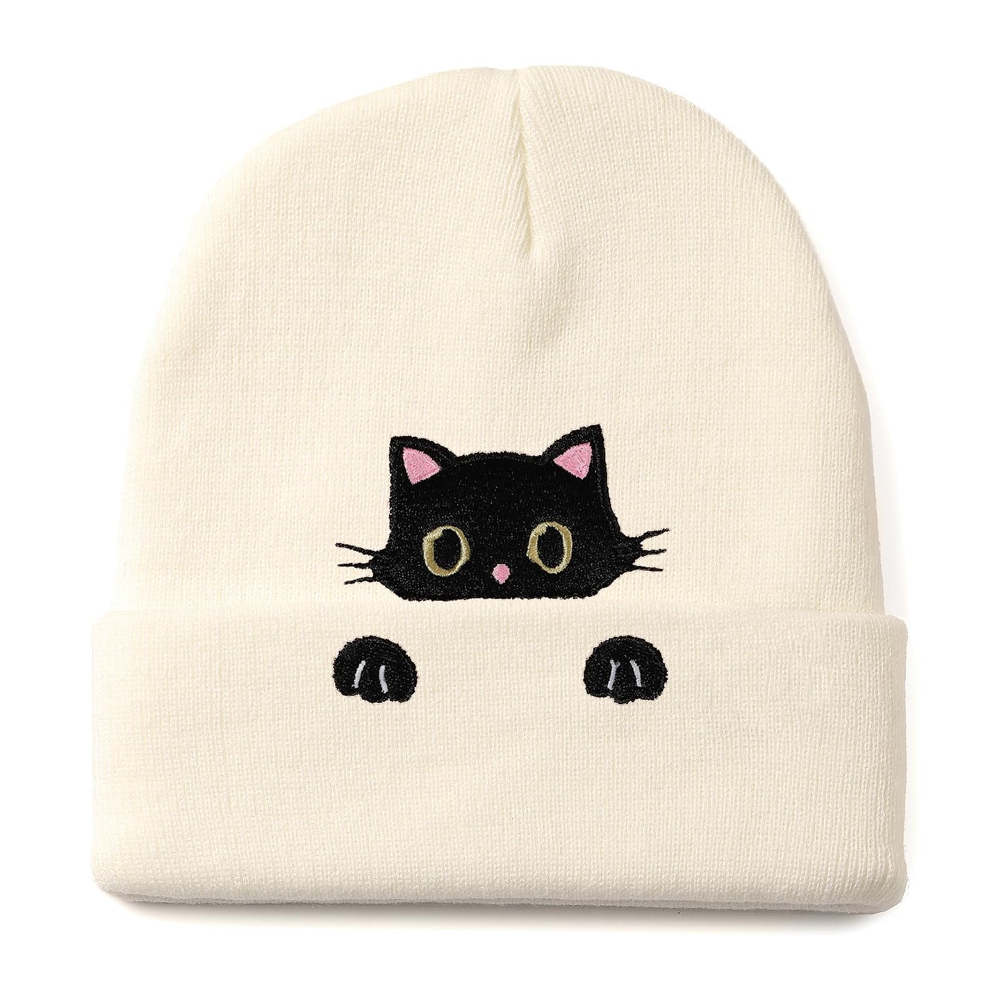 Cat Hat Beanie for Lovers - Cute Women's Embroidery Themed Gifts for Mom - Funny Novelty Trendy Stuff