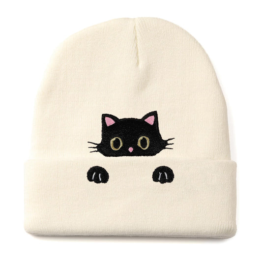 Cat Hat Beanie for Lovers - Cute Women's Embroidery Themed Gifts for Mom - Funny Novelty Trendy Stuff