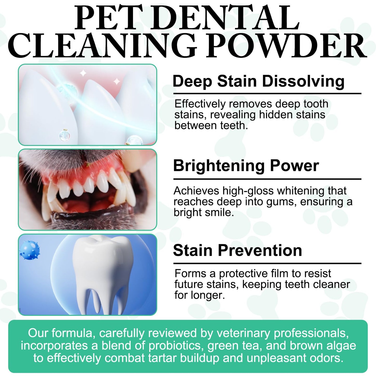 ARMOYA Dog Dental Powder - Teeth Cleaning Powder for Dogs - Dental Powder for Dogs - Dog Dental Care - Plaque & Bad Breath Off Powder Dog - Dental Care Supplies for Small - Medium - Large Dogs