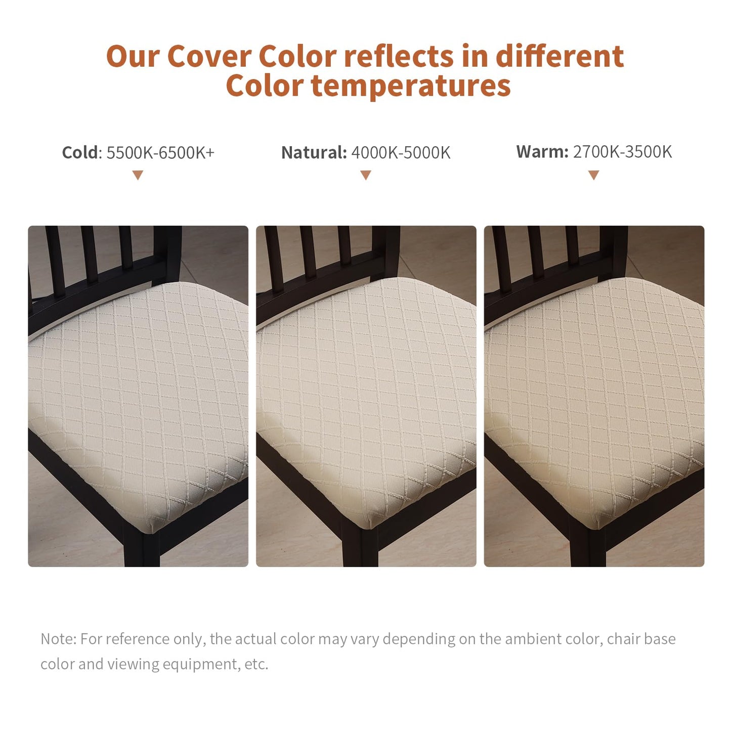 Fuloon Waterproof Seat Cushion Covers 6 PCS, Stretch Jacquard Chair Seat Covers Washable Dining Room Chair Slipcovers Removable Kitchen Cushion Protector (6, Waterproof-Beige)