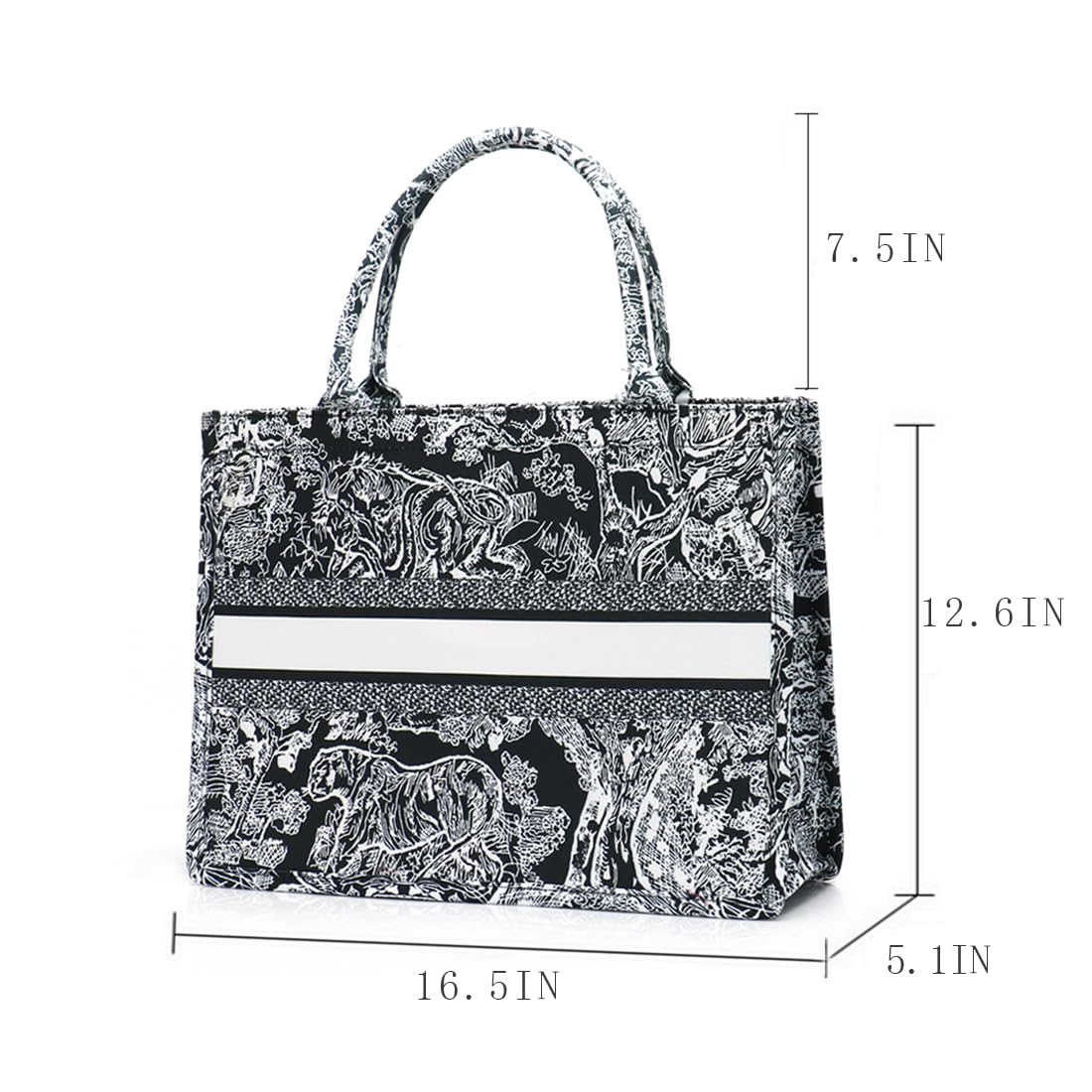 Fashion Luxury Tote Bag Cotton Linen Handbag Large Capacity Jacquard Retro Exquisite