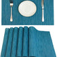 Placemats Set of 6 for Dining Table Heat-Resistant Washable Place Mats Woven Vinyl Kitchen Table Mats Easy to Clean,Blue
