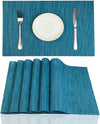 Placemats Set of 6 for Dining Table Heat-Resistant Washable Place Mats Woven Vinyl Kitchen Table Mats Easy to Clean,Blue