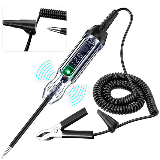 Upgraded 3-72V Buzzer Automotive Test Light, Heavy Duty Digital LED Circuit Tester with Voltmeter and Dual Color Polarity Indicate Light, Bidirectional DC Voltage Tester Electric Light Test Pen