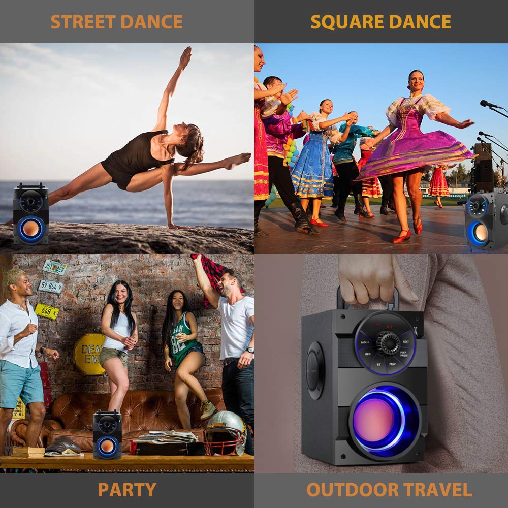 TAMPROAD Portable Bluetooth Speakers with Subwoofer Rich Bass Wireless Outdoor/Indoor Party Speakers MP3 Player Powerful Speaker Support Remote Control FM Radio for Phone Computer PC Home TV