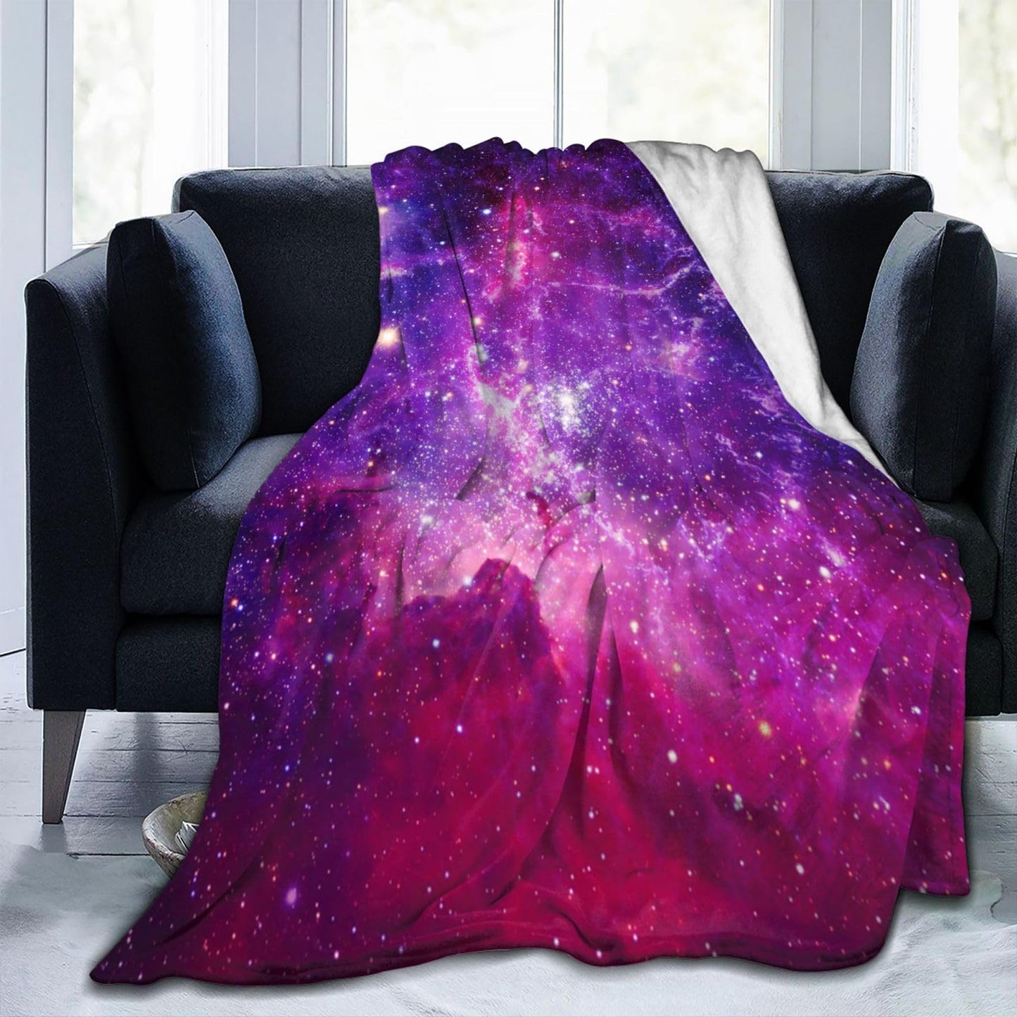 Jbofyee Bursting Galaxy Throw Blankets All Season Ultra Soft Warm Fleece Blanket for Home Bed Sofa Couch Chair Outdoor Travel Camping 60x50 Inch