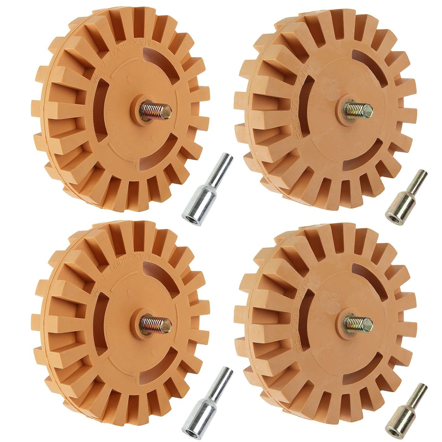 MIVIDE 8 PCS Decal Remover Eraser Wheel Tool Kit, 4inch Rubber Power Drill Attachment Car Adhesive, Pinstripe, Sticker, Vinyl Removal Tool Set with Drill Adapter for Cars, RV, Boats